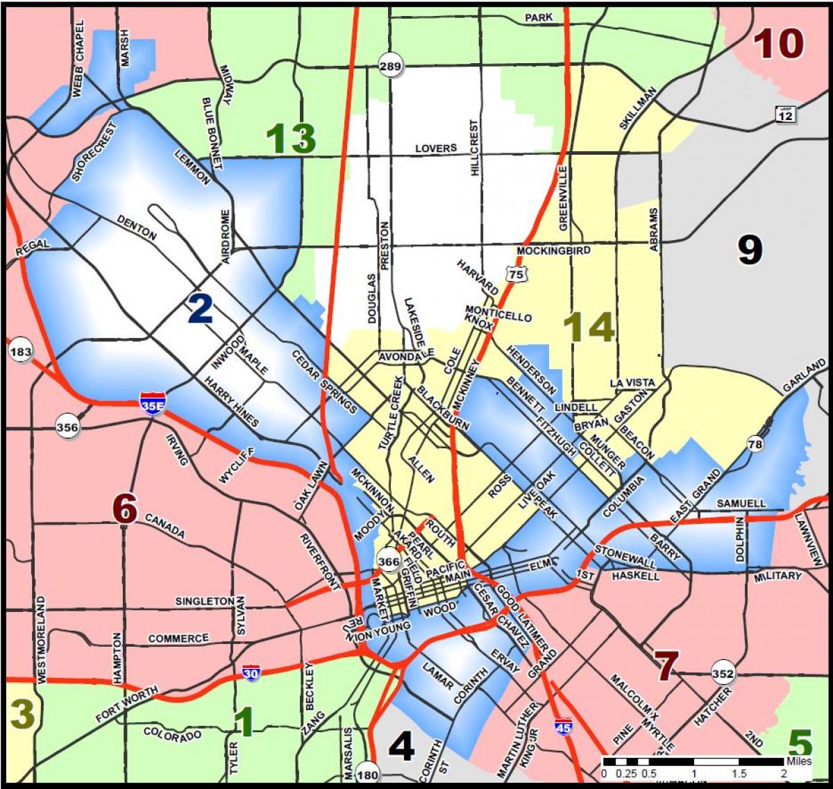 град Далас зониране на картата