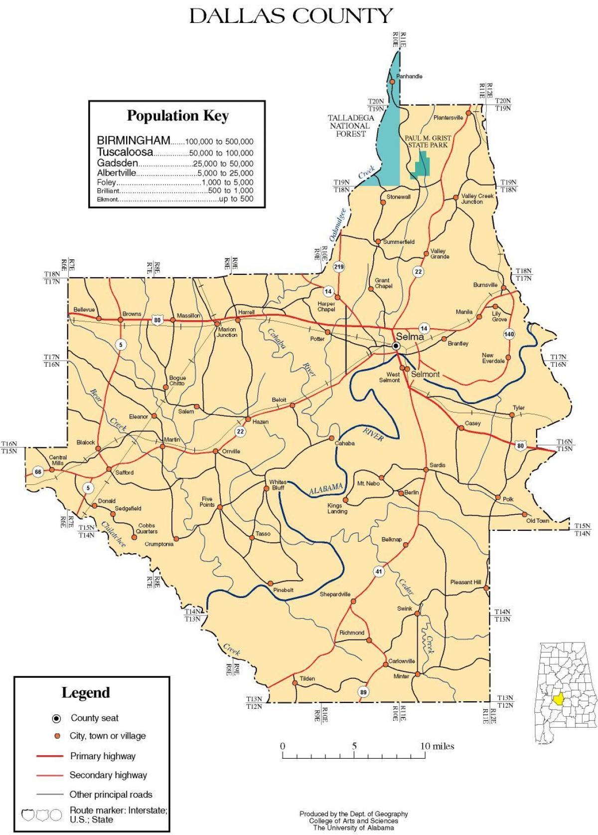 карта на окръг Далас