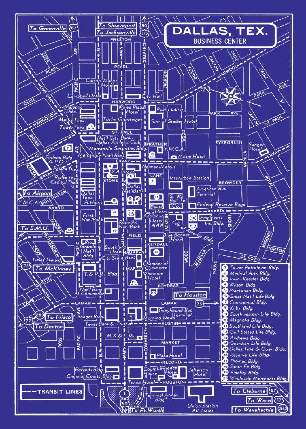 карта на центъра на Далас