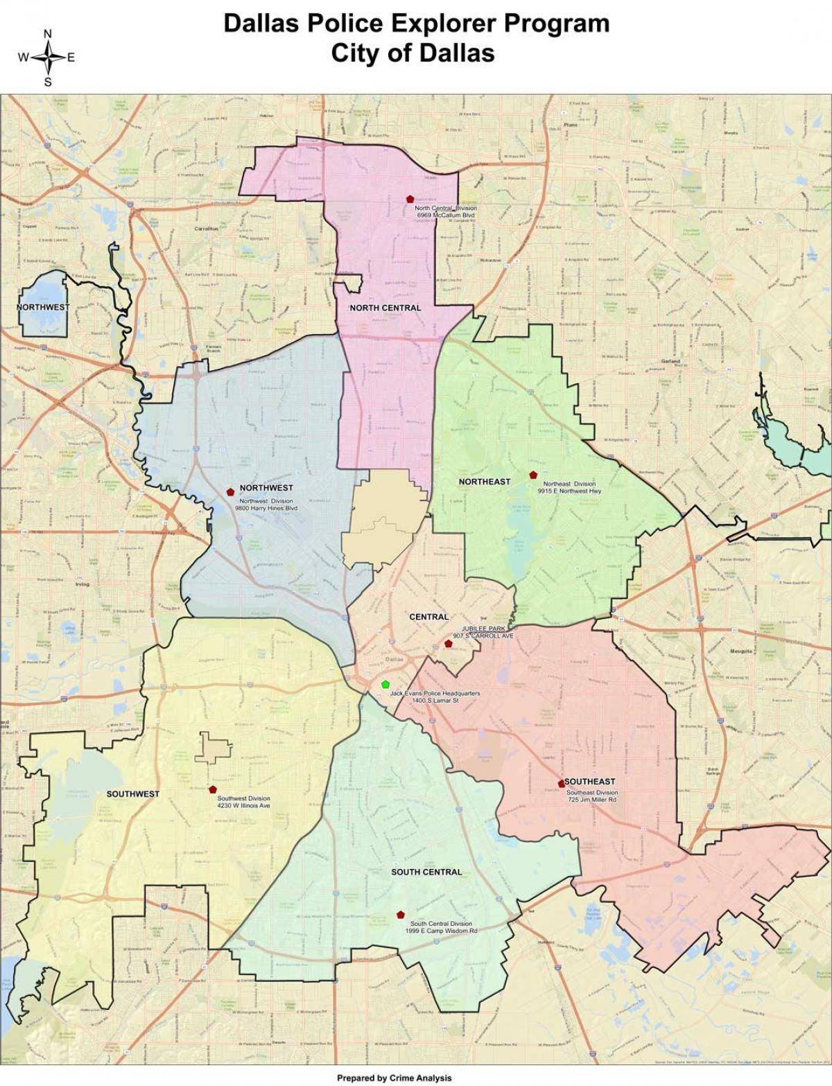 Размер на картата на Далас
